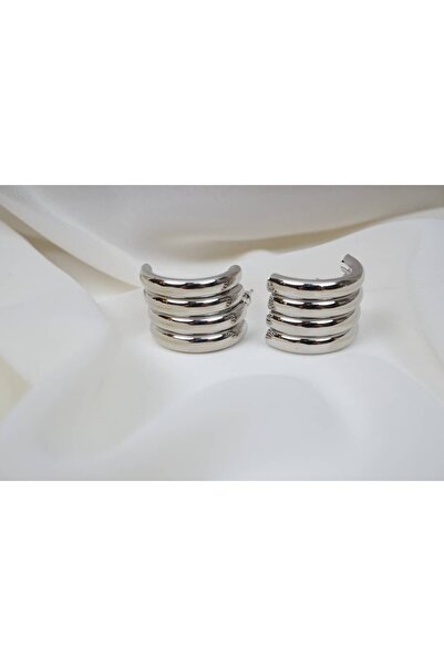 ATELİER TUĞBA Kp373 Multi-Row Earrings Silver (20 mm)