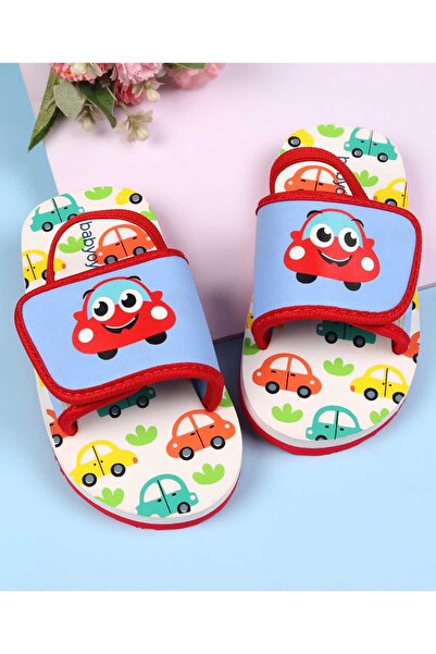 Babyoye Car Printed Flip Flops with Back Strap - Multicolor