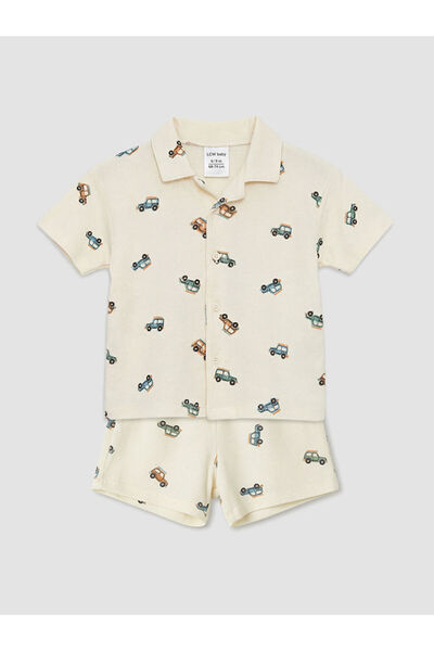 LC Waikiki LCW baby Ekru Araba Desenli Erkek Bebek Takım