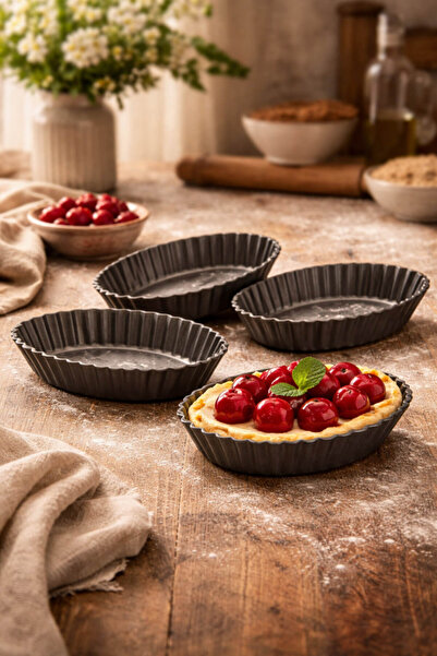 Anadolu Saray 4’lü Mini Turta Tart Kalıbı 10 cm Yapışmaz Tabanlı Derin Kek & ...