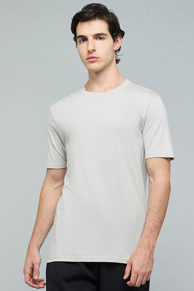 R&B Solid T-Shirt with Crew Neck and Short Sleeves