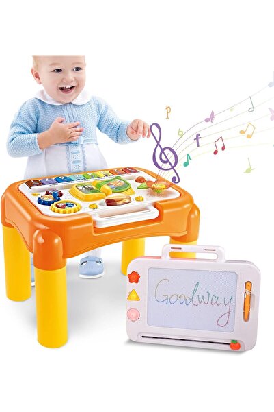 Goodway طاولة أنشطة للأطفال مع مفاتيح بيانو ولوحة رسم