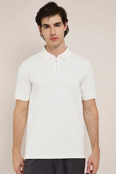 R&B Textured Polo T-Shirt with Short Sleeves