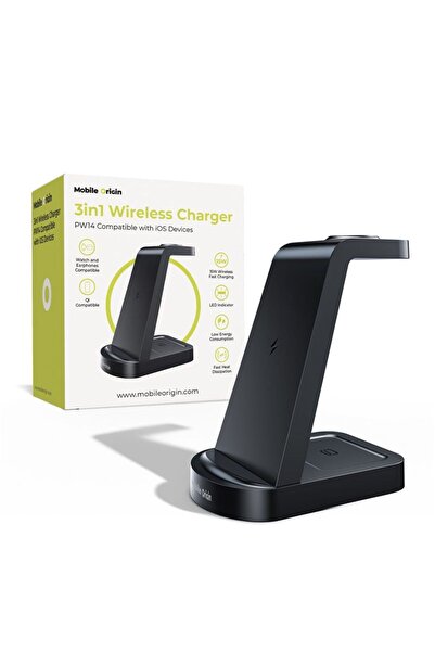 Mobile Origin 3 σε 1 Μαγνητικός Ασύρματος Φορτιστής PW14 Συμβατός με MagSafe