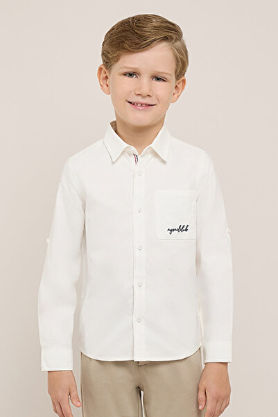 R&B Pocket Detail Shirt with Classic Collar and Long Sleeves