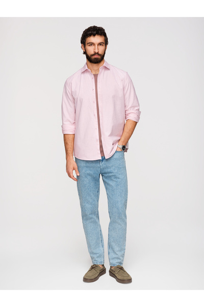 OMBRE Herren Hemd Baumwollhemd Oxford-Gewebe K705 Peach