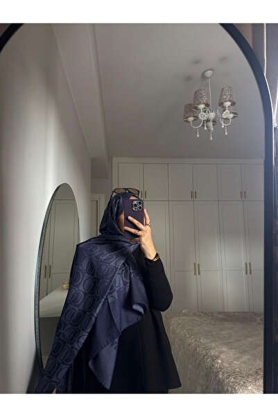 qubrabutik HALKA DESEN MUADİL İMA İPEKSİ JAKAR LACİVERT ŞAL