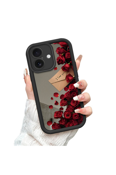 CASEVIBE iPhone 16 Compatible Stylish Rose Patterned Mirror Phone Case