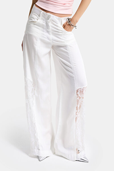 it's basic Women's Off-White 7S6-101 Palazzo Lace Detailed Special Design Tro...