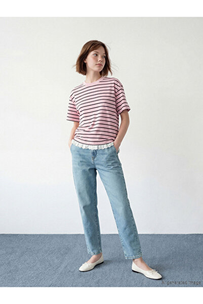 LC Waikiki Nevavm Slouchy Fit Women's Jean Pants with Elastic Waist and Diffe...
