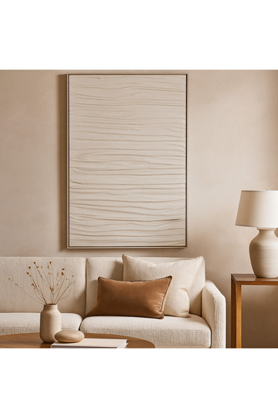 Palma homez لوحة جدارية تجريدية كانفس - أبيض - 80x150 سم