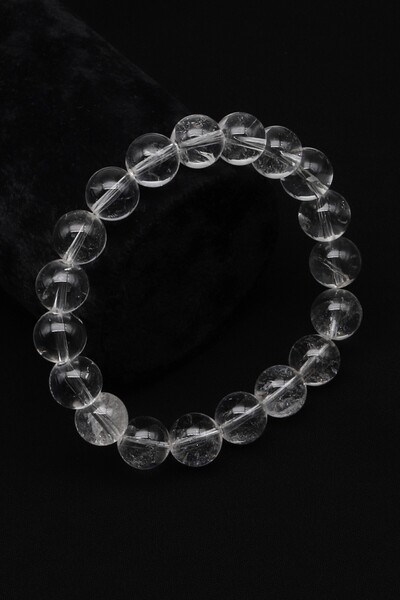 Alibaba Doğaltaş Kristal Kuvars Doğal Taş Bileklik 10 mm Küre Kesim - BLK-2326