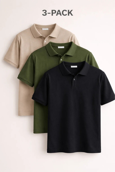 MATERIAL Ανδρικό μπλουζάκι με κοντό μανίκι, φαρδιά γραμμή, 3 τεμάχια, με λαιμ...