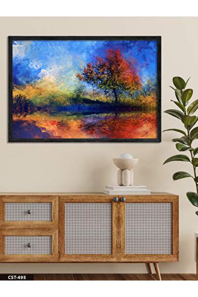 Evinemoda Πολύχρωμος πίνακας ολόσωμος με μαύρο ξύλινο πλαίσιο