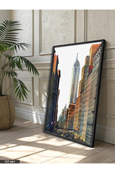 Evinemoda Εικόνα με μονόχρωμο μαύρο ξύλινο πλαίσιο του Skyscraper City