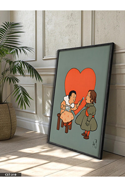 Evinemoda Εικόνα με μονόχρωμο μαύρο ξύλινο πλαίσιο με κοινόχρηστη αγάπη