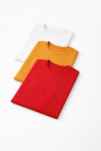 MATERIAL Men's Comfort Fit Short Sleeve Basic 3-Piece T-Shirt