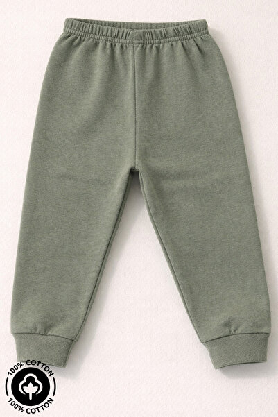 Miniel Unisex Baby Combed Organic Cotton 6-18 Months Cuffed Baby Pants Withou...