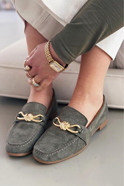 I Love Shoes Γυναικείο Loafer Avelis Khaki Suede με Λεπτομέρεια Φιόγκου