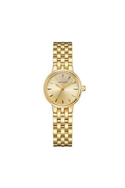 Black Moon Women's Watch with Steel Strap in Gold Color