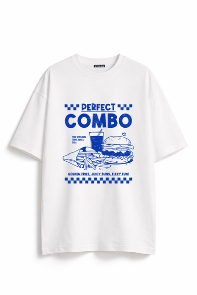 Vatkalimon Unisex %100 Pamuk Oversize Yuvarlak Yaka Baskılı T-shirt