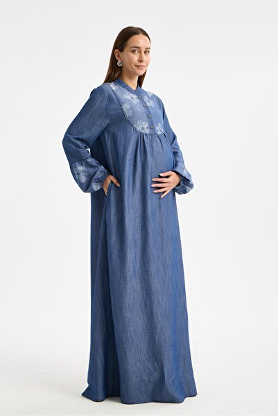 Işşıl D10-Φόρεμα μάξι εγκυμοσύνης από ύφασμα λυοσέλ με χάντρες