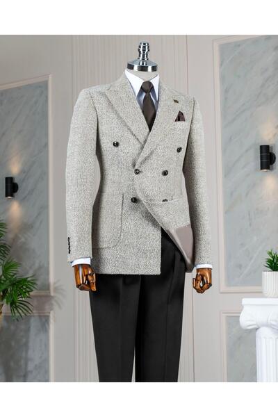 TerziAdemAltun Jachetă bărbătească în stil italian, slim fit, cu buzunar tip ...