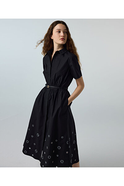 İpekyol Poplin dress with belt and contrast embroidery