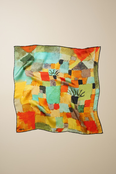 silqoora %100 İpek Bandana Fular Art Collection (55x55 CM)-Paul Klee (Güney B...