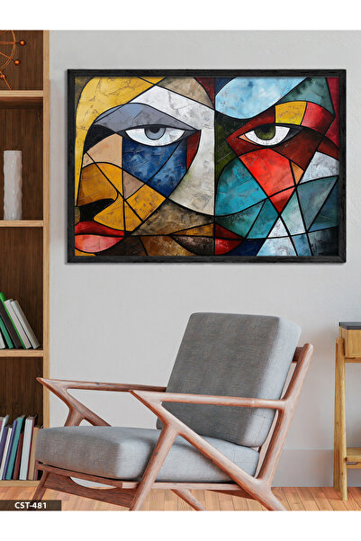 Evinemoda Colorful Interlocking Portrait One Piece Black Wooden Framed Painting