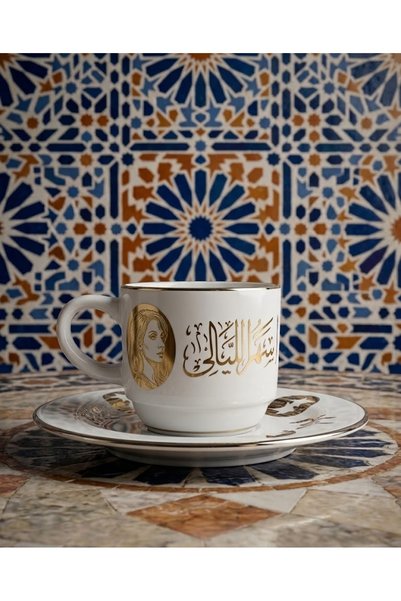 Kanka طقم قهوة تركية ملكي نحاس خالص 8ق سبرتاية,2كنكة,4فناجين بورسلين فيروزي مذهب