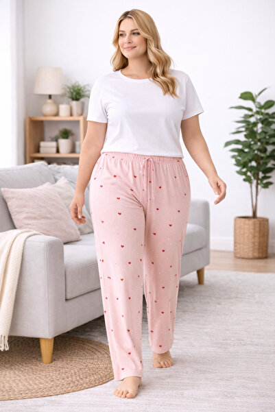 Mihra Σετ πιτζάμας plus size - Ροζ - Μακρύ