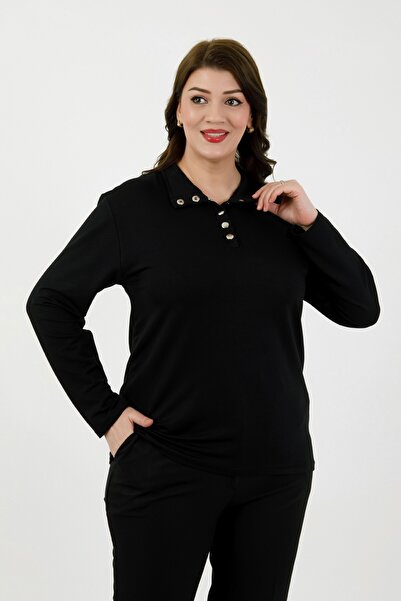 By Alba Collection Γυναικεία Πλεκτή Μπλούζα με Λεπτομέρεια Κουμπιών από Λύκρα...