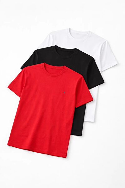 MATERIAL Ανδρικό μπλουζάκι Comfort Fit με κοντά μανίκια, βασικό, 3 τεμαχίων