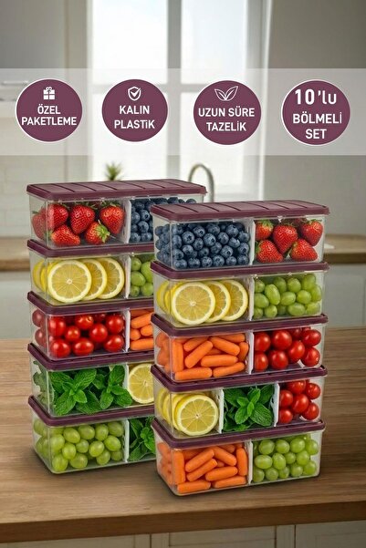 SELKA HOME 10 Adet 2 Lt. Nora Bölmeli Organizer Buzdolabı Buzluk Düzenleyici ...