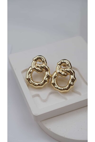 Jerie Gold Interlocking Ring Design Earrings