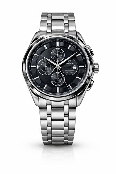 SHADOW Velocity Men’s Chronograph Watch Stainless Steel Silver Strap Black Di...
