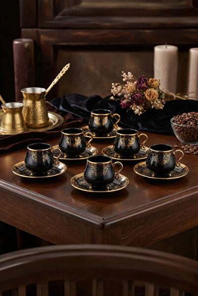 Zucci Home 12 Parça Porselen Türk Kahvesi Fincan Takımı –Şık Sunum Fincan Set...