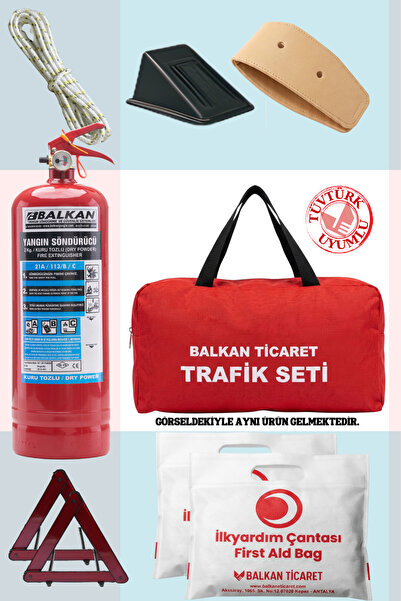 Balkan Ticaret Trafik Seti İlkyardım Setli 2Kg Yangın Tüpü Reflektör 2 Adet T...