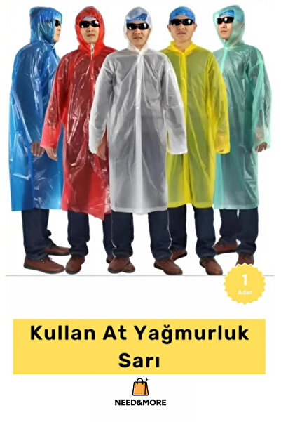 #Kullan At Yağmurluk Kapüşonlu Su Geçirmez Hafif Polietilen
