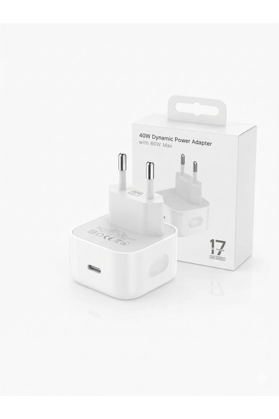 utechno iPhone 17 Pro Max Plus Uyumlu 40W Hızlı Şarj Adaptörü Type-C 60W Dinamik Hızlı Şarj Destekli GaN5