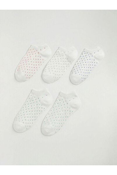 LC Waikiki Nevavm Farkıyla Lcw Dream Ecru Polka Dot 5-Pack Women's Sneaker Socks