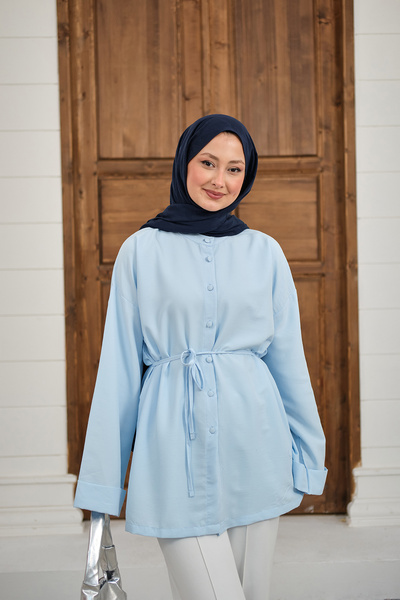 LOCCO Γυναικείο πουκάμισο με διπλό μανίκι και σκίσιμο στο μπροστινό μέρος, σε...