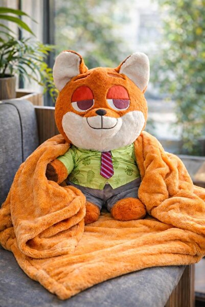 onestophube Nick Wilde Battaniyeli Sevimli Peluş Oyuncak Battaniye Hediyeli 5...