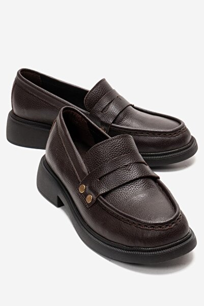 Zeynep Sıradağlı Alitzel Γυναικεία Loafer από Γνήσιο Δέρμα Καφέ