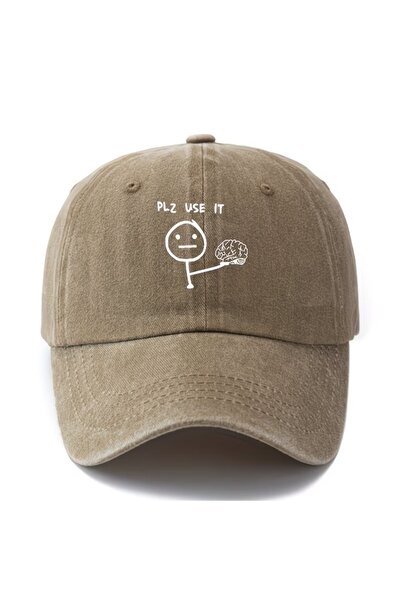 Touz Moda Yıkamalı Vintage Plz Use It Baskılı Unisex Şapka
