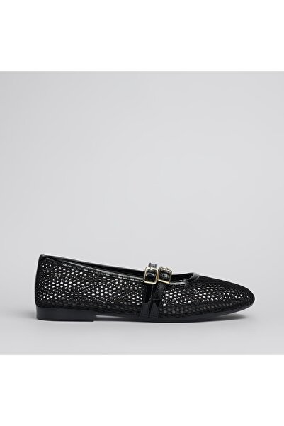 SHOELUKS حذاء باليه نسائي أسود من فيل بلاك