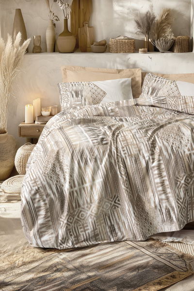 Cotton Box Ethnic Ranforce Single Duvet Cover Set Amara Karamel
