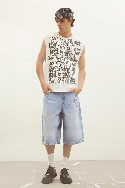Bershka Baggy fit denim bermuda