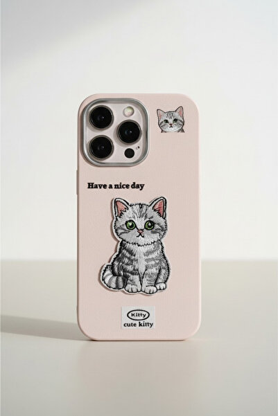 QUSCHU iPhone 13-14 Uyumlu Kawaii Nakışlı Sevimli Cute Kitty Figürlü Silikon ...